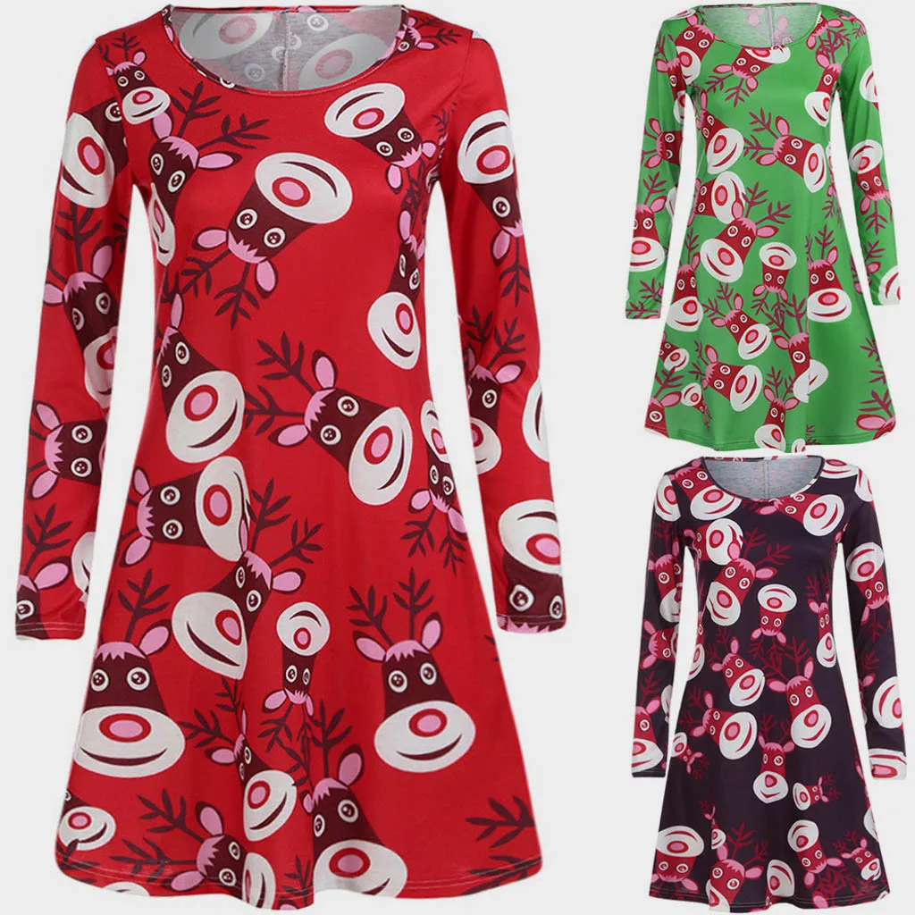 Женское повседневное рождественское платье с принтом домохозяйка вечернее