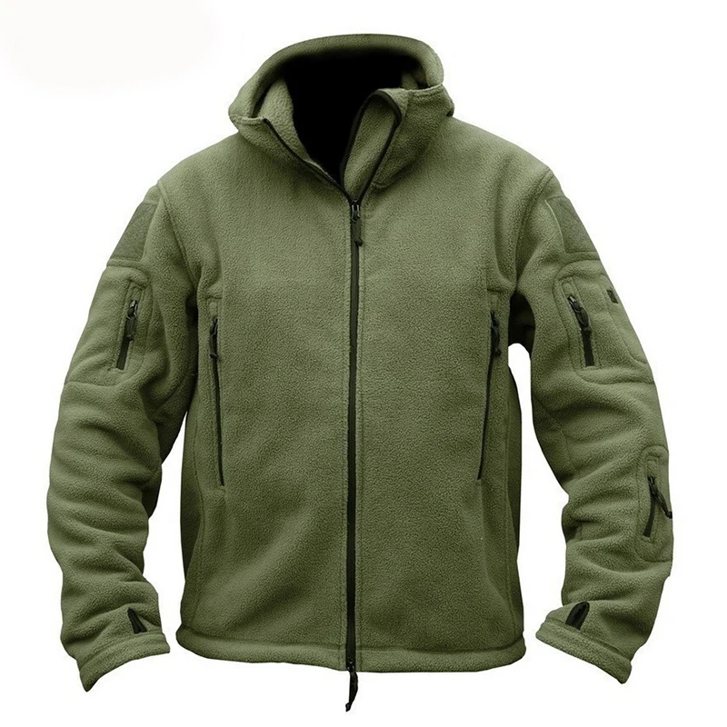 Army Green Зимняя Военная Флисовая теплая тактическая куртка для мужчин, теплая дышащая мужская куртка с капюшоном, верхняя одежда, армейские походные куртки - Цвет: Army Green