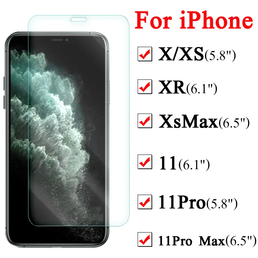 For Apple iPhone 11 Screen Protector X / Xs XR Xsmax Glass ip 11pro 11promax Tempered Glas 10R ip11 Film Xmax 11Max Xphone Tremp | Мобильные