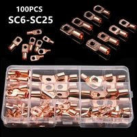 100pcs assortment electrical wire soldered terminals sc tinned copper lug ring wire crimp connectors kit
