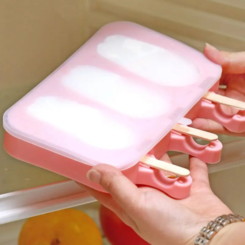 Симпатичная форма для мороженого с крышкой силиконовая домашнего ручной работы