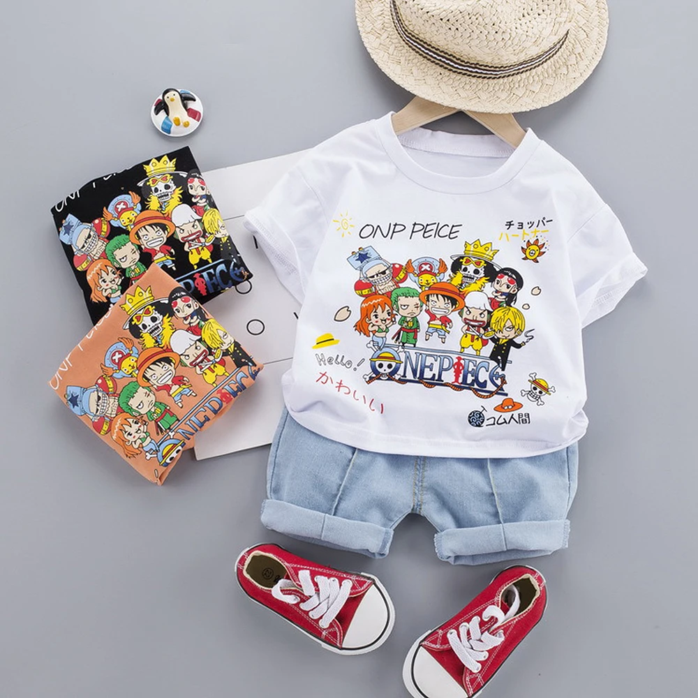 

Children's clothing Summer children's round neck printed T-shirt set Cartoon short sleeve + shorts 2-piece set clothes for teens