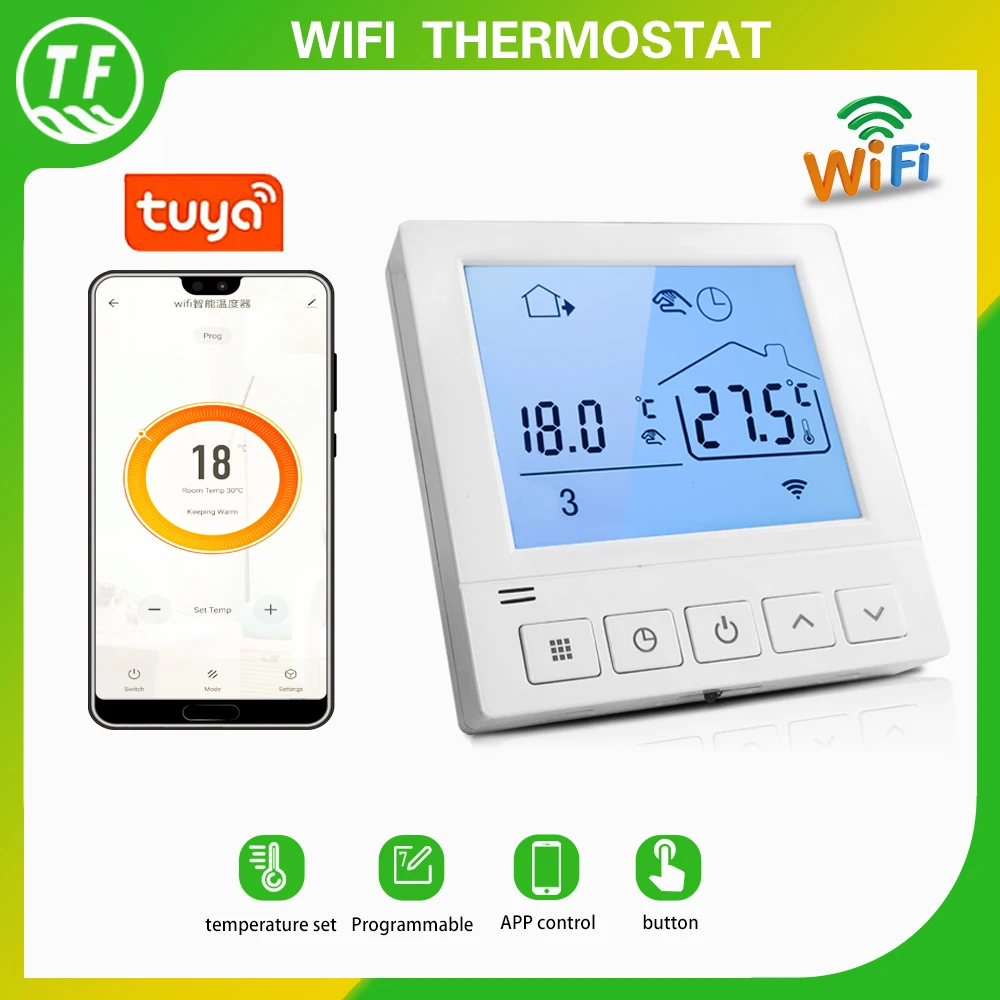 

20A Weekly Programming Tuya Wifi Smart Thermostat 220VAC Temperature Controller for Electric Floor Heating 2020 New