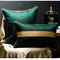 luxury new chinese style patchwork pure color cushion cover blackish green jacquard waist pillowcase sofa bed decor pillow cover