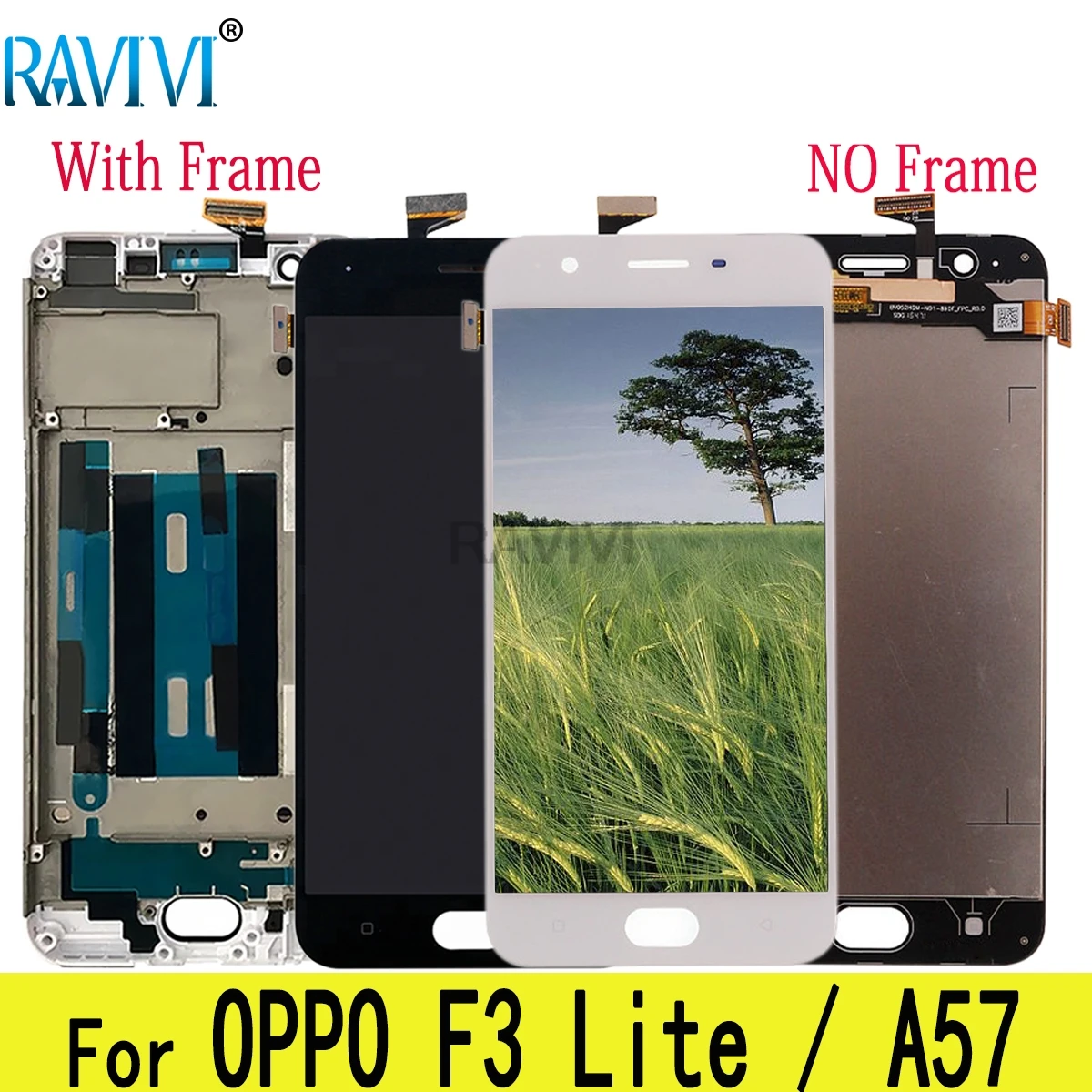 

5.2" A57 LCD For OPPO F3 Lite LCD Display Touch Screen Digitizer Assembly Replacement with Frame For OPPO A57