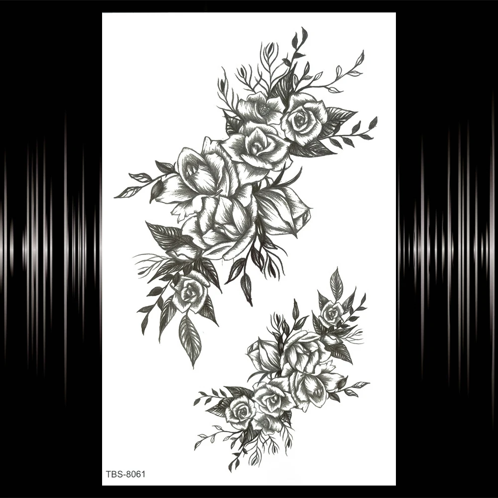 Сексуальные женские временные татуировки с жасмином ромбовидная Роза цветок