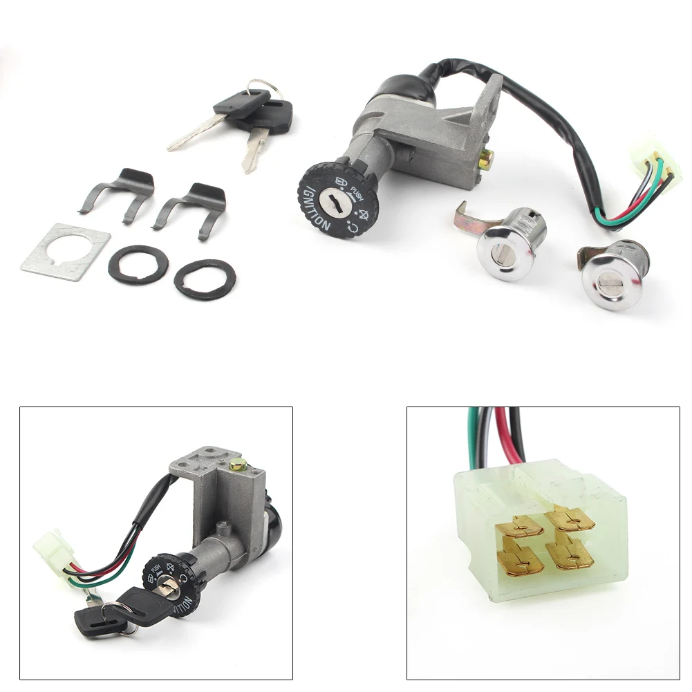 Motorcycle Ignition Switch Lock Key Set 4 Wires For Gy6 50cc 125cc 150cc 250cc Roketa Jonway Moped Scooter