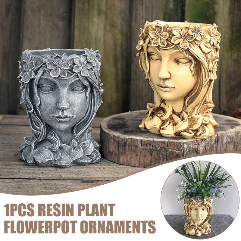 

Creatives Resin Flower Vases Figurines Flowers Pot Home Decor For Interior Home Office Macetas Home Decor Dropshipping-V12