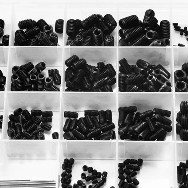 

666Pcs Set Screw Cup Point Grub Screw M2 M3 M4 M5 M6 M8 Hex Socket Set Screws Hexagon Headless Set Screw