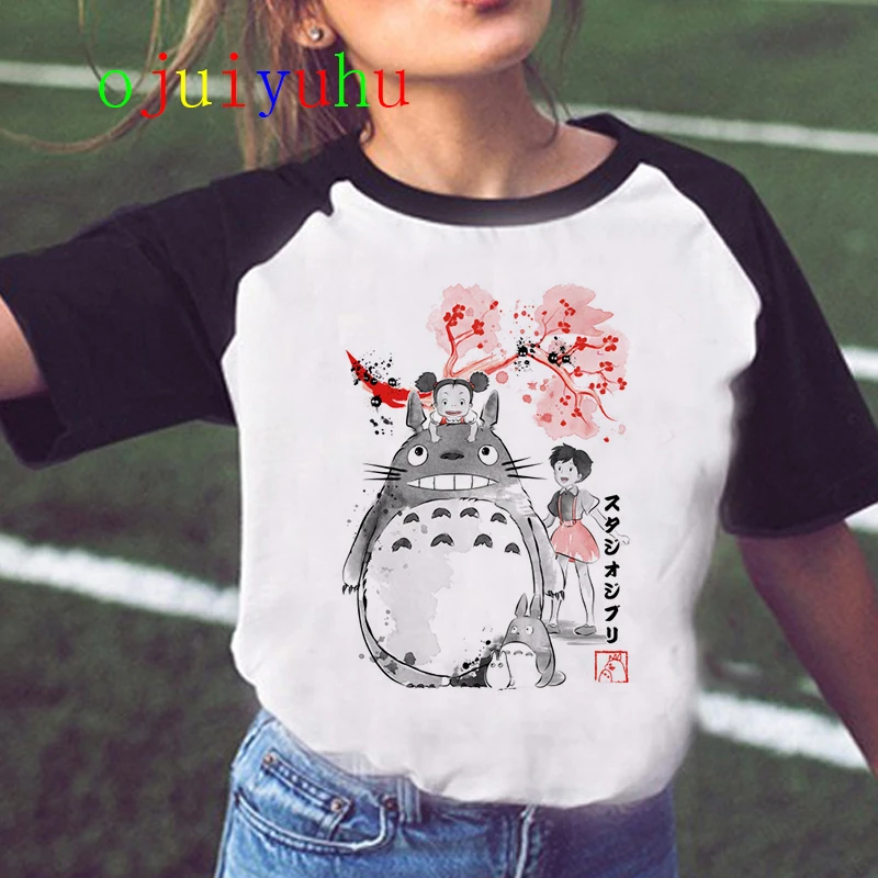 

Футболка женская в стиле Харадзюку, милая рубашка с мультяшным рисунком Тоторо из мультфильма Миядзаки Хаяо, Ullzang