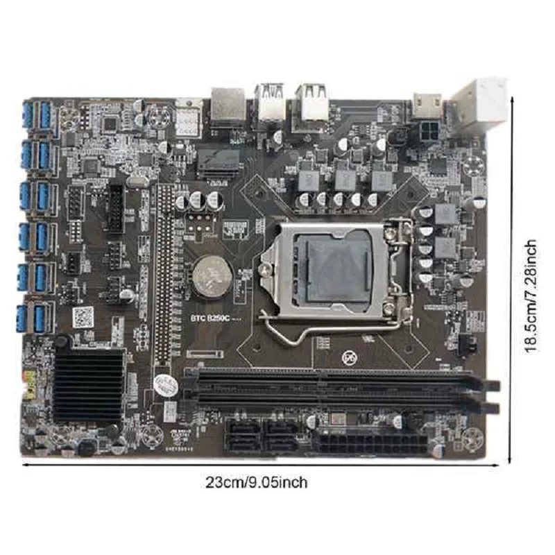 B250C BTC Mining Motherboard 12XPCIE to USB3.0 Graphics Card Slot LGA1151 Supports DDR4 DIMM RAM Computer | Компьютеры и офис
