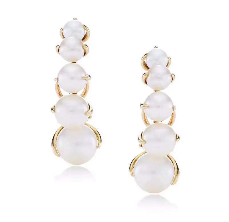 

French Retro Niche Design European and American Exaggeration Personality Gradient Pearl New Earrings