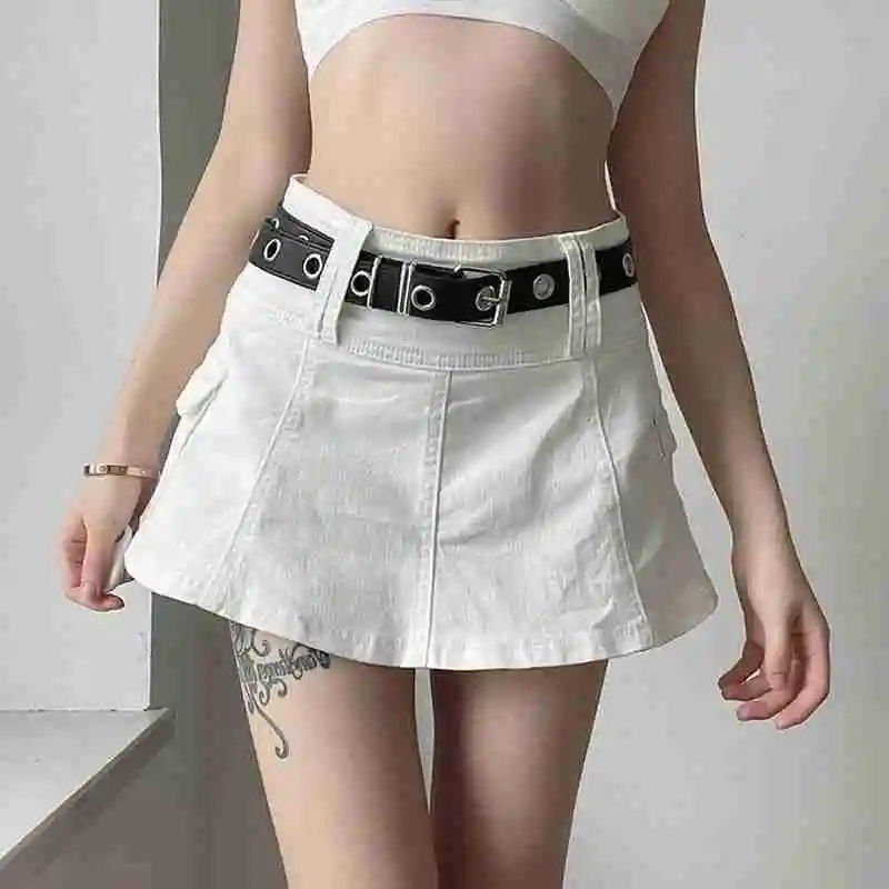 Черная джинсовая микро юбка Y2K с заниженной талией уличная одежда карманами