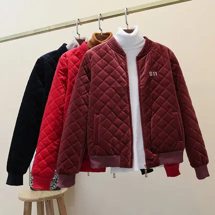 Женская куртка новинка 2019 весна осень зима тонкая золотая Вельветовая бомбер