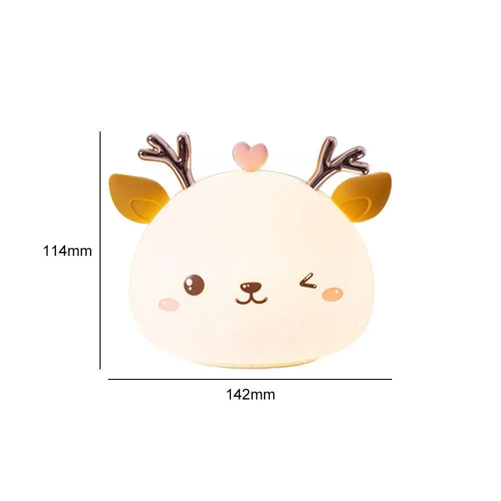 

USB Rechargeable Night Light Fawn Silicone Night Lights Desktop Bedside Sensor Bedroom Lamp Decor X7L7