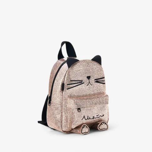 New Ladies Children's Bags Spring and Summer New Bright Pink Leather Animal Cat Embossed Mini Cartoon Cute Backpack