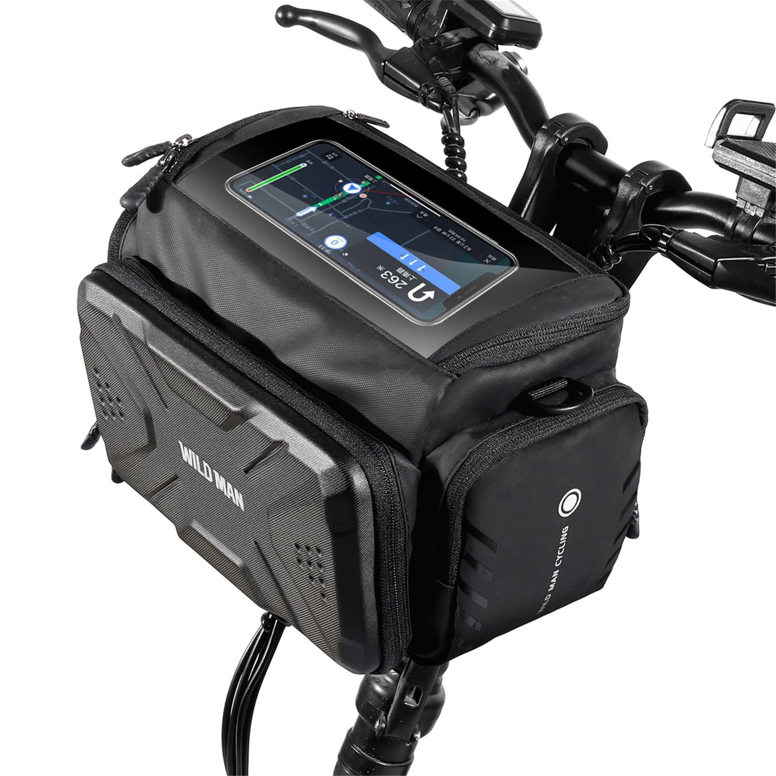 

4L Bicycle Front Tube Bag Handlebar Waterproof Bag EVA Hard Shell Large Capacity Touch Screen Bike Phone Bag Riding Accessories