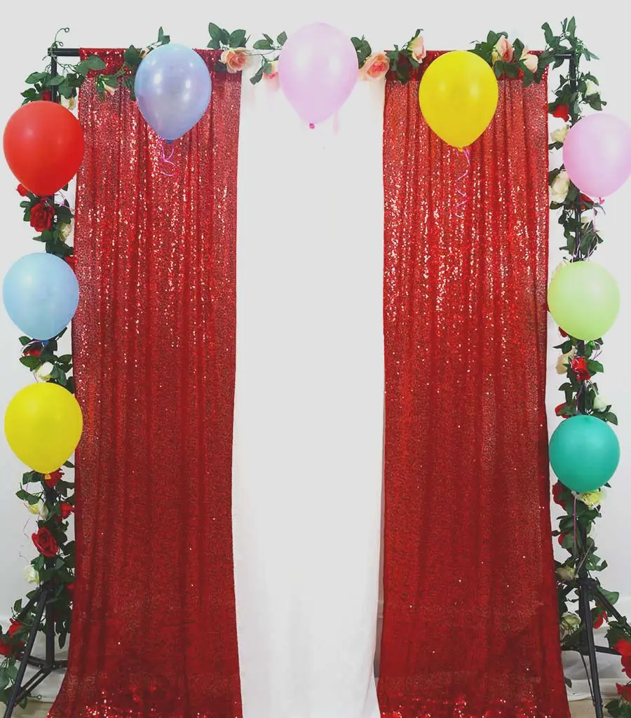 Sequin Backdrops 4FTx8FT(48x96-Inch) Red Luxury Curtain Photobooth Background for Wedding/Event Backdrop Decoration-M |