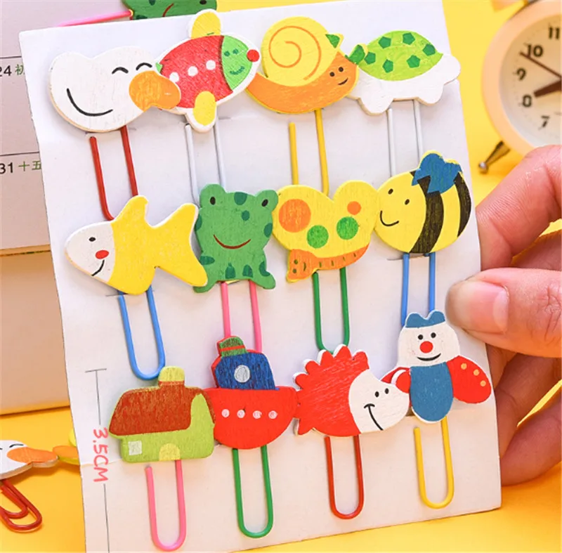 1X мультяшный зажим для бумаги с радужным медведем школьные закладки из дерева