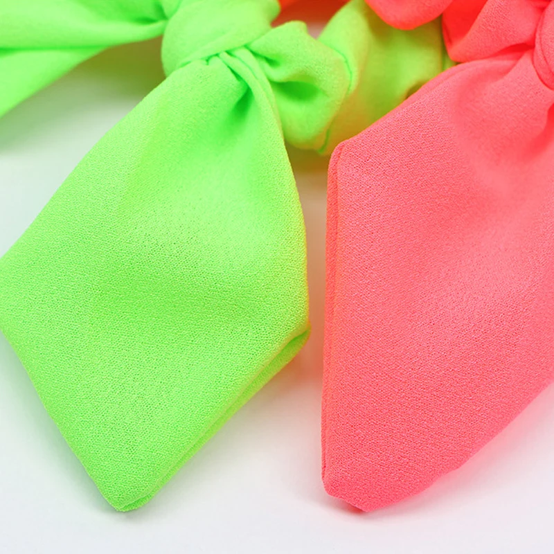 Новое поступление 2021 Женская флуоресцентная цветная завязка для волос с бантом