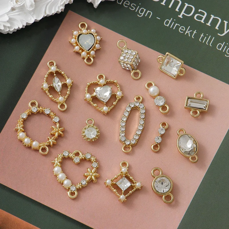 

10pcs/lot Charms Imitation Pearls Love Heart Connectors Pendants DIY Jewelry Making Necklace Bracelet Earrings Crafts
