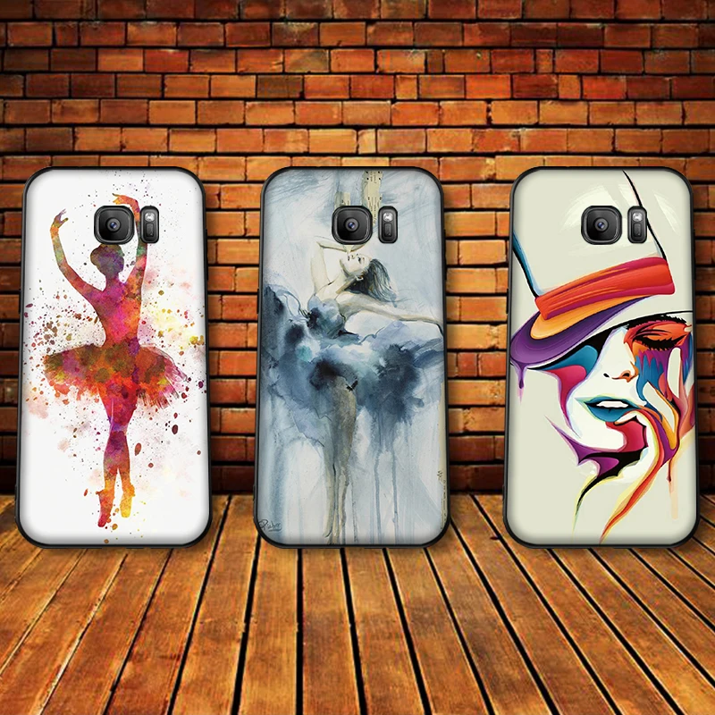 Мягкий силиконовый чехол для телефона с акварельным рисунком девочек Samsung Galaxy S6 S8