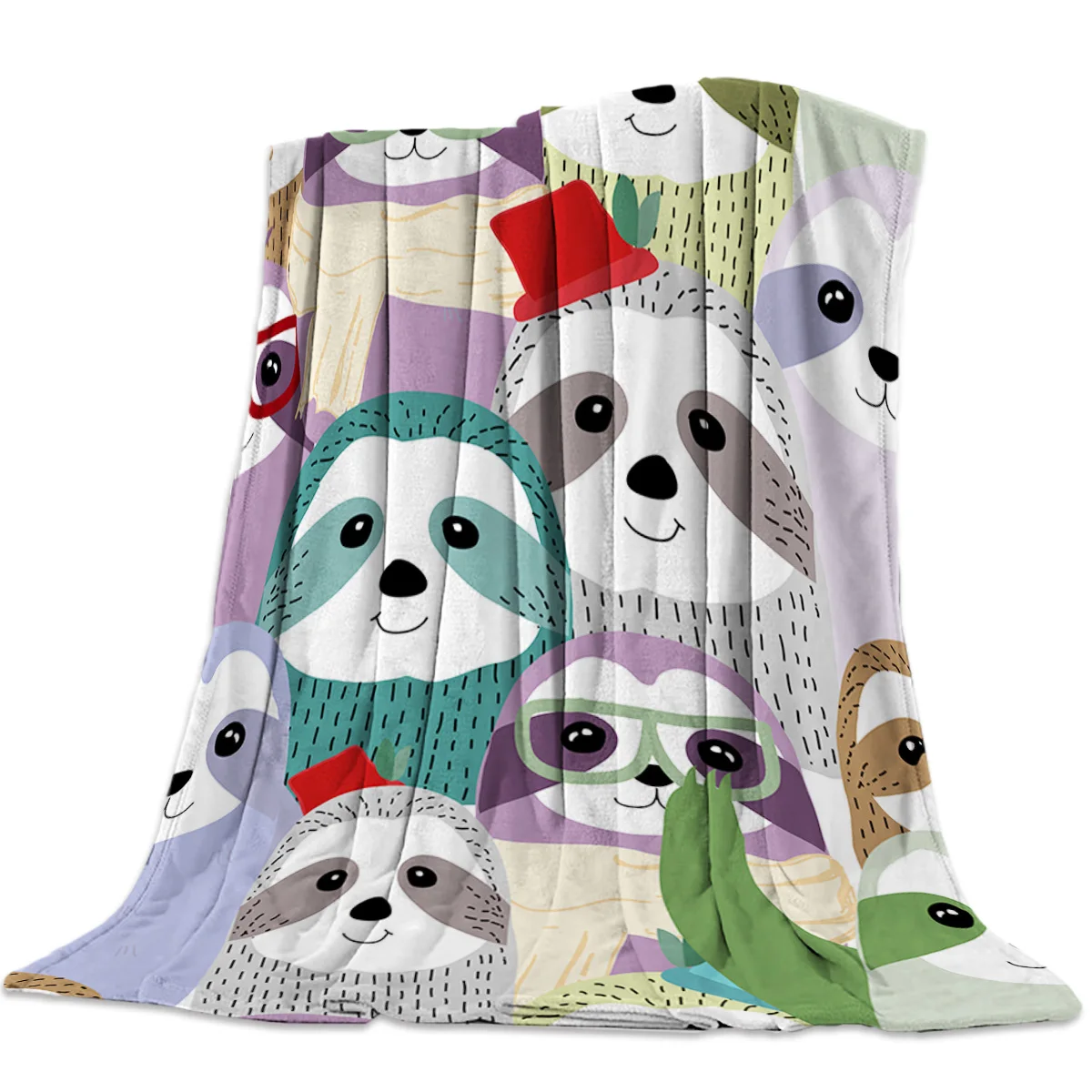 

Collection Sloth Families Flannel Blanket for Bed Sofa Portable Soft Fleece Throw Funny Plush Bedspreads