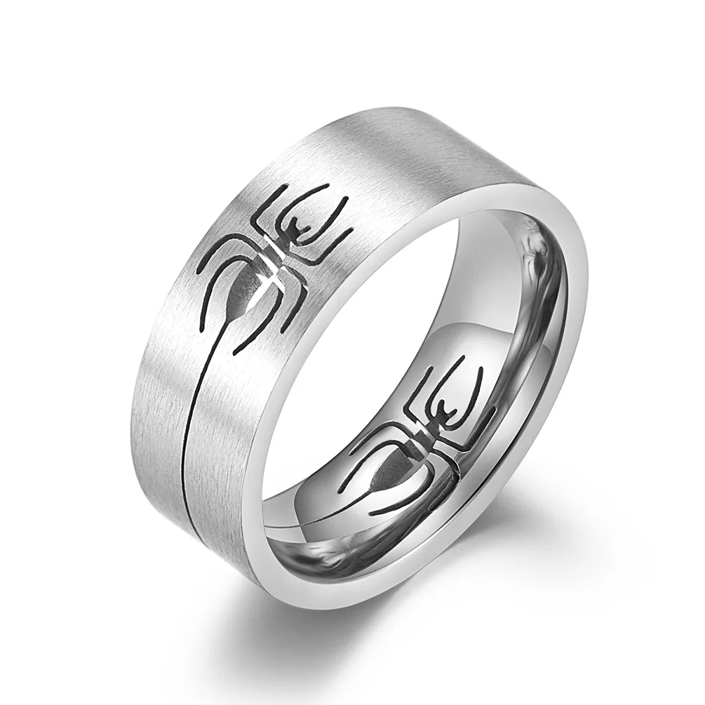 

Exquisite Titanium Steel Hollow Animal Spider Silk Ring Personality Men's Party Ring Cyclist Punk Gothic Jewelry Accessories
