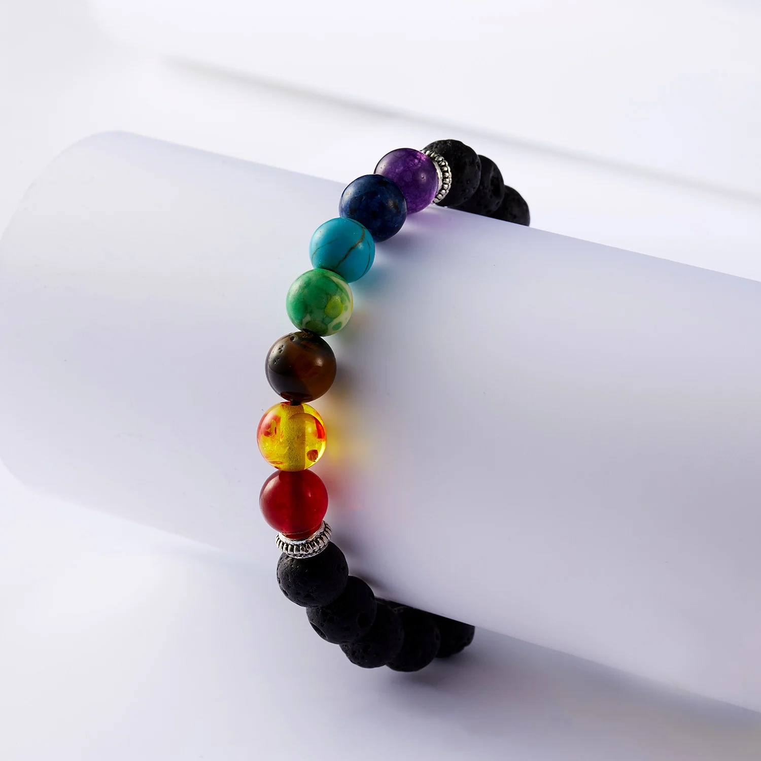 

Handmade 7 Chakra Healing Bracelet Yoga Reiki Prayer Bead Stones Balance Diffuser Multicolor Beaded Warp Bracelet Bangle Jewelry