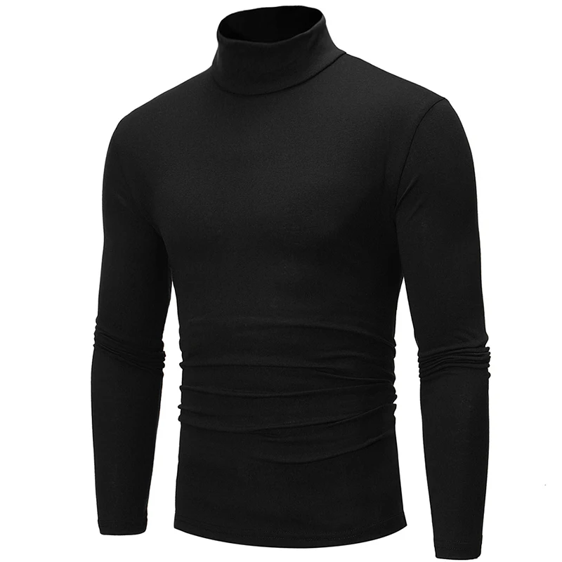 

Men Casual Slim Warm Turtleneck Bottoming Shirt Male Long Sleeve Tops Pullover T-Shirt Homme Basic Solid Thermal Jumper Sweater