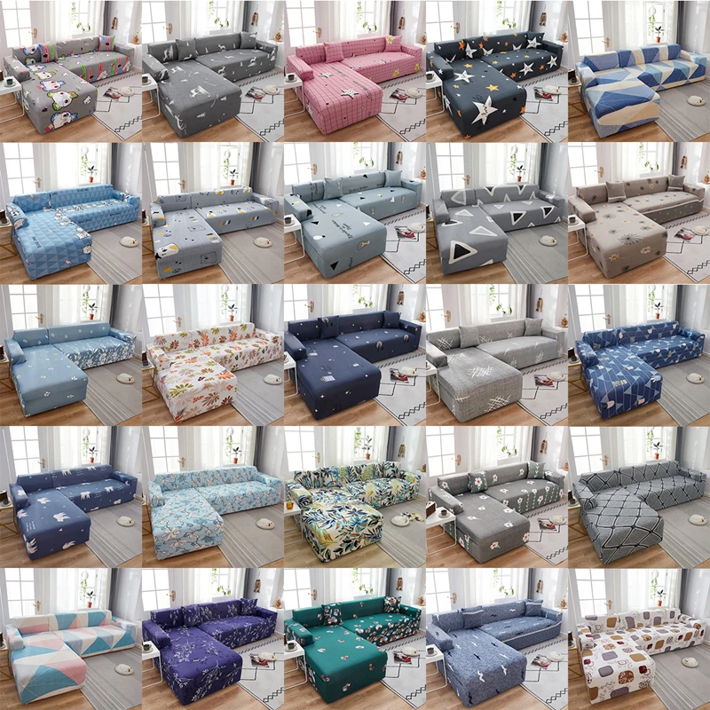 

LuanQI Cartoons Lattice Printed L Shape Sofa Covers For Living Room Sofa Protector Anti-dust Elastic Stretch Covers For Corner