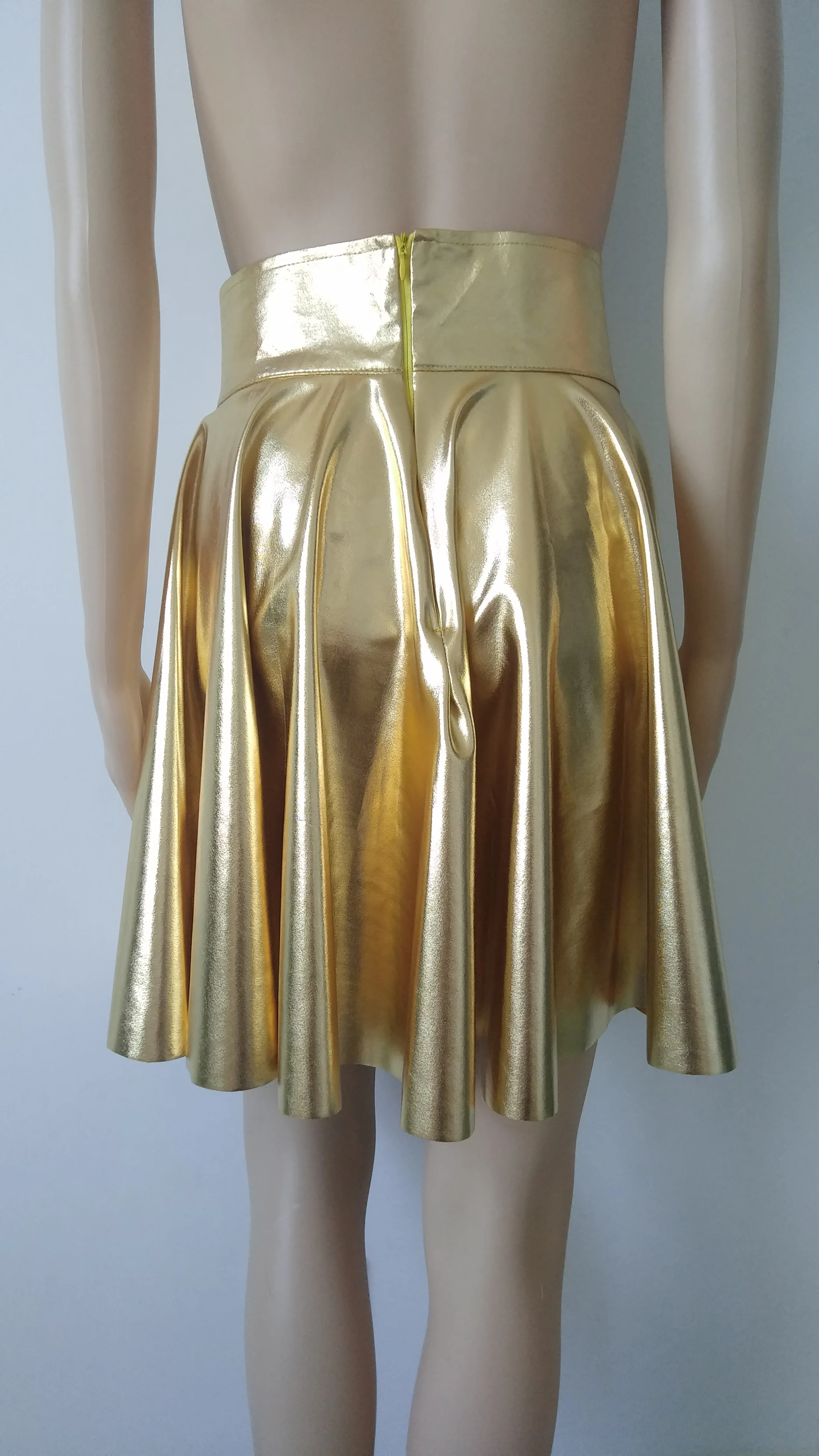 Женская Блестящая юбка цвета металлик золотистого мини фигуристки выше колена