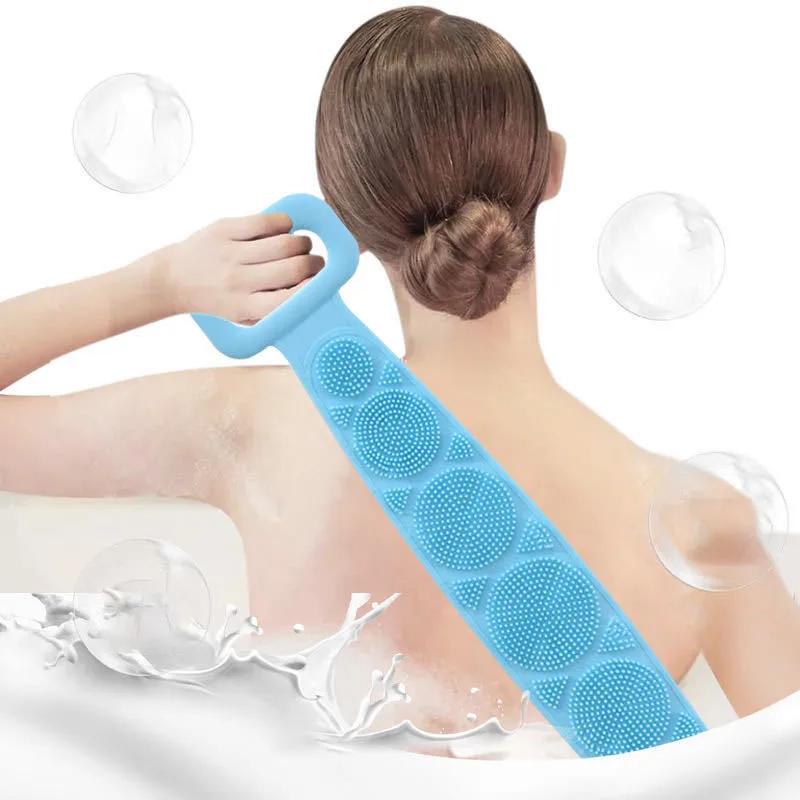 

Escovas de silicone mágicas toalhas de banho esfregando para trás lama peeling corpo massagem chuveiro prolongado purificador pe
