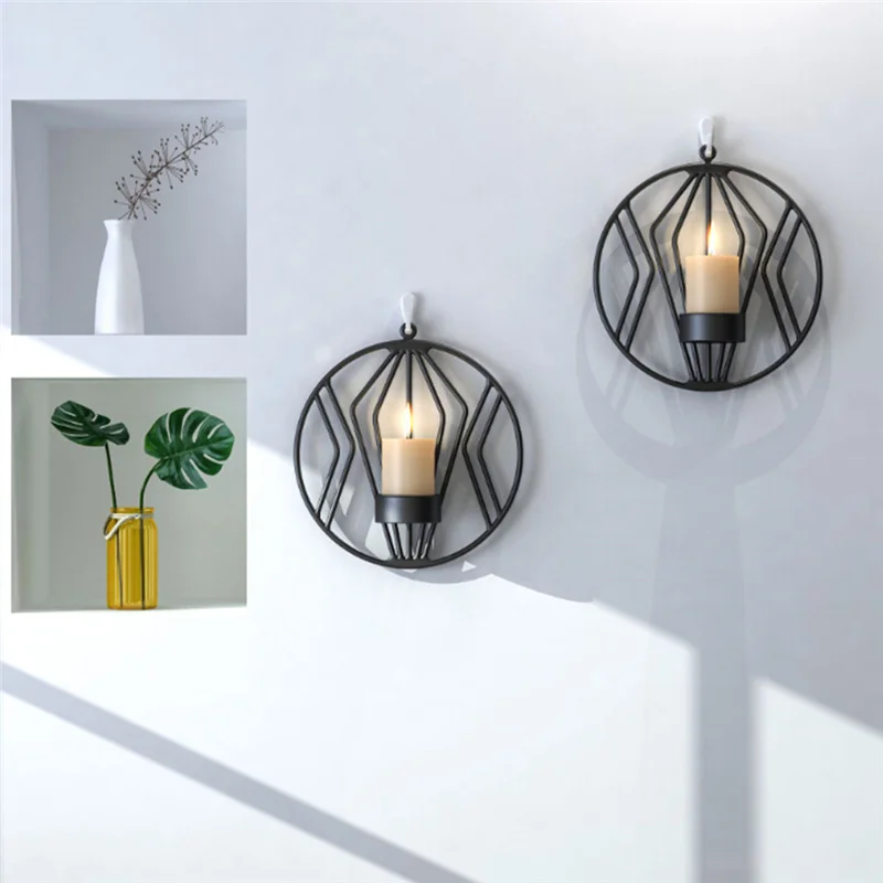 Простой металлический подсвечник романтический светильник свечник настенный
