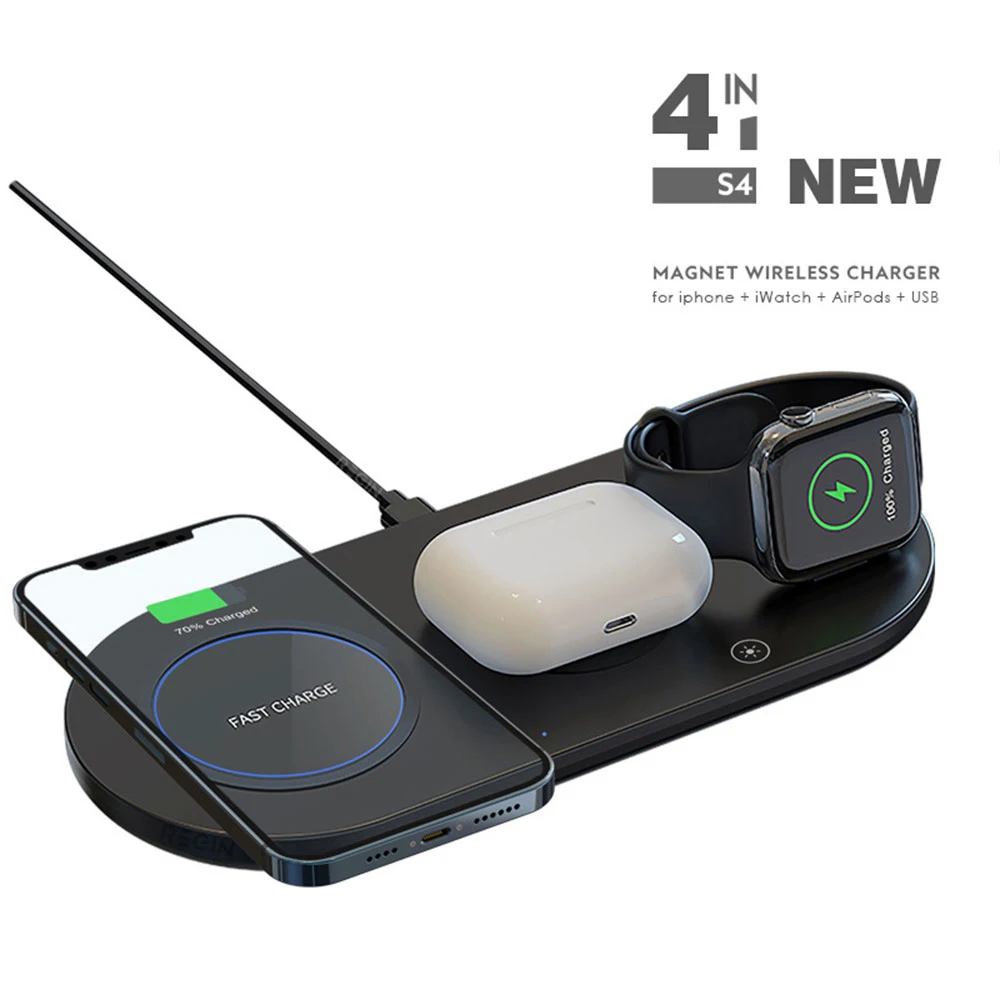 

3 in 1 15W Wireless Charger For iPhone 11 12 Pro Max Samsung Fast Wireless Charging Pad For Apple Watch 5 4 3 For Airpods Pro