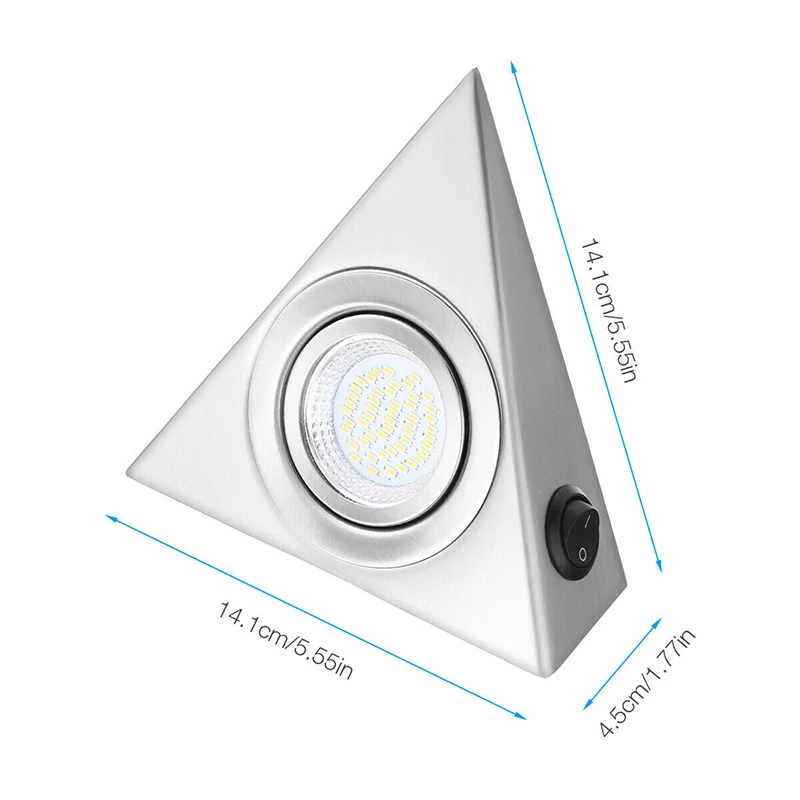 2pcs triangle led lamp kitchen under cabinet cupboard wall lights coolwarm white indoor lighting mini spotlight free global shipping