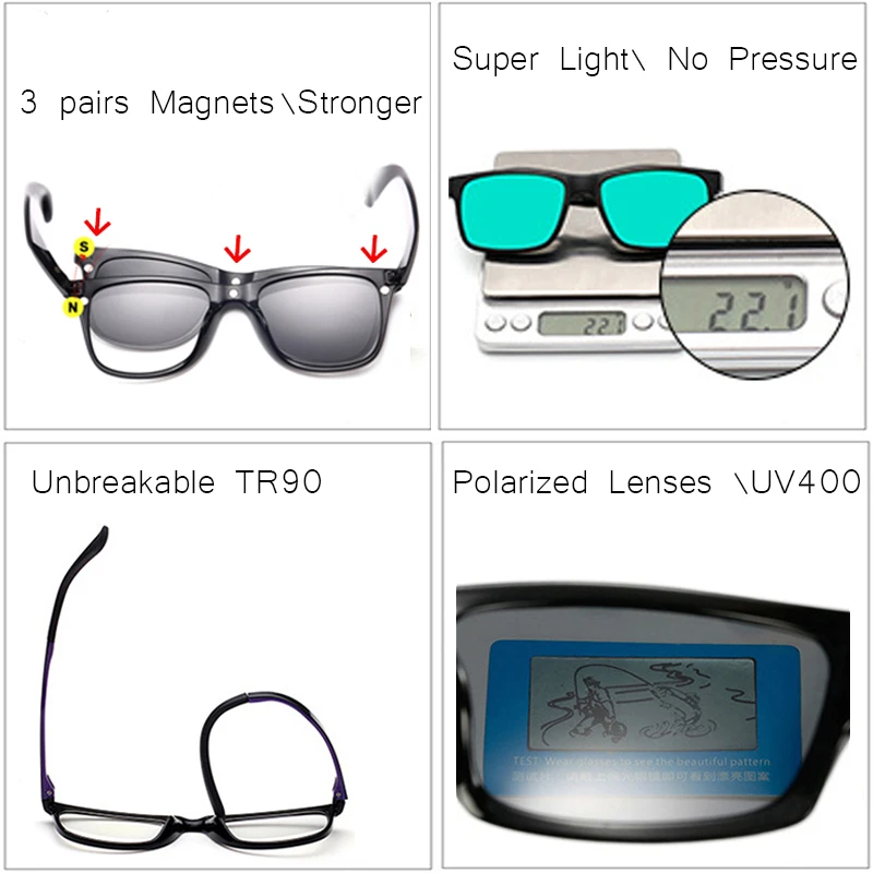 Очки солнцезащитные IVSTA мужские с клипсой поляризационные Магнитные очки для