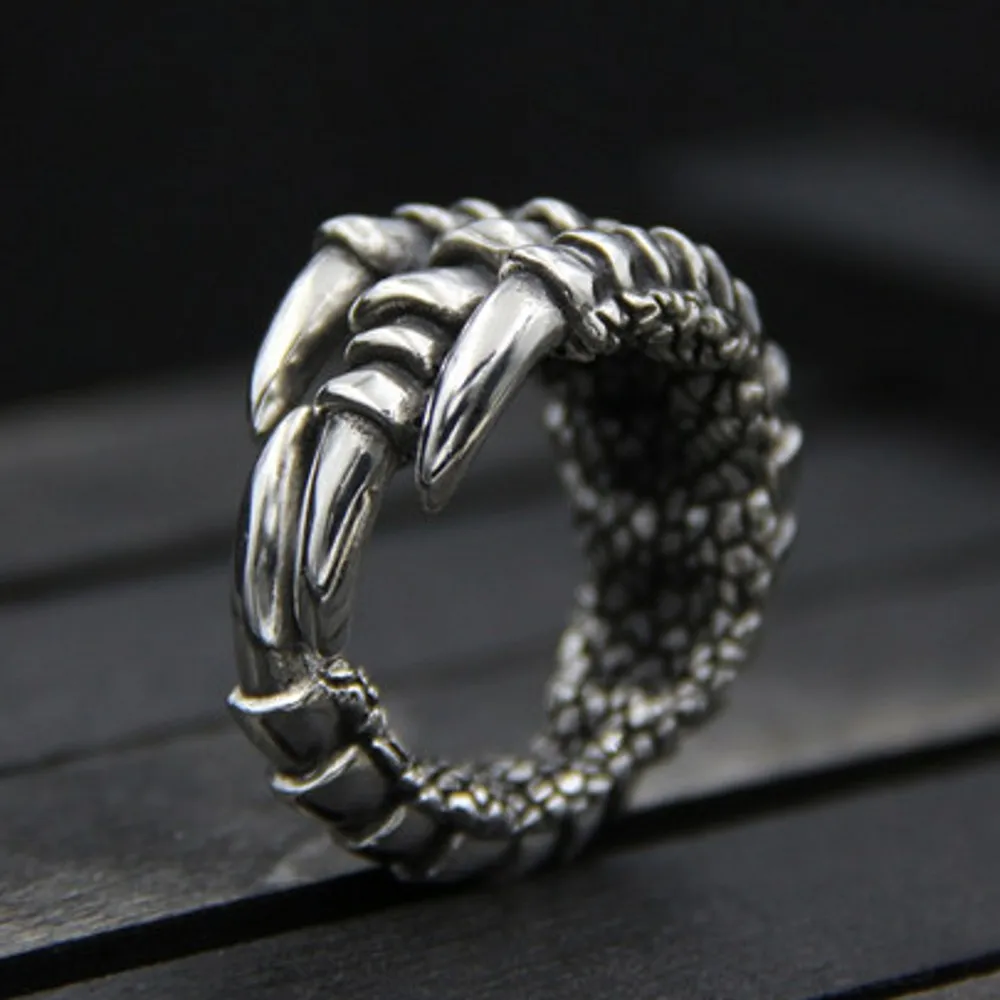 

BOCAI New Real S925 Sterling Silver Domineering Eagle Claw Ring for Man Thai Retro Personality Dragon Claw