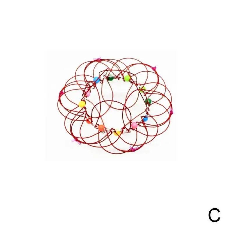 

Multiple Changes Iron Hoop Ring Toy Small Iron Wire Beads Toy Color Flower Hundred with Circle T5E6