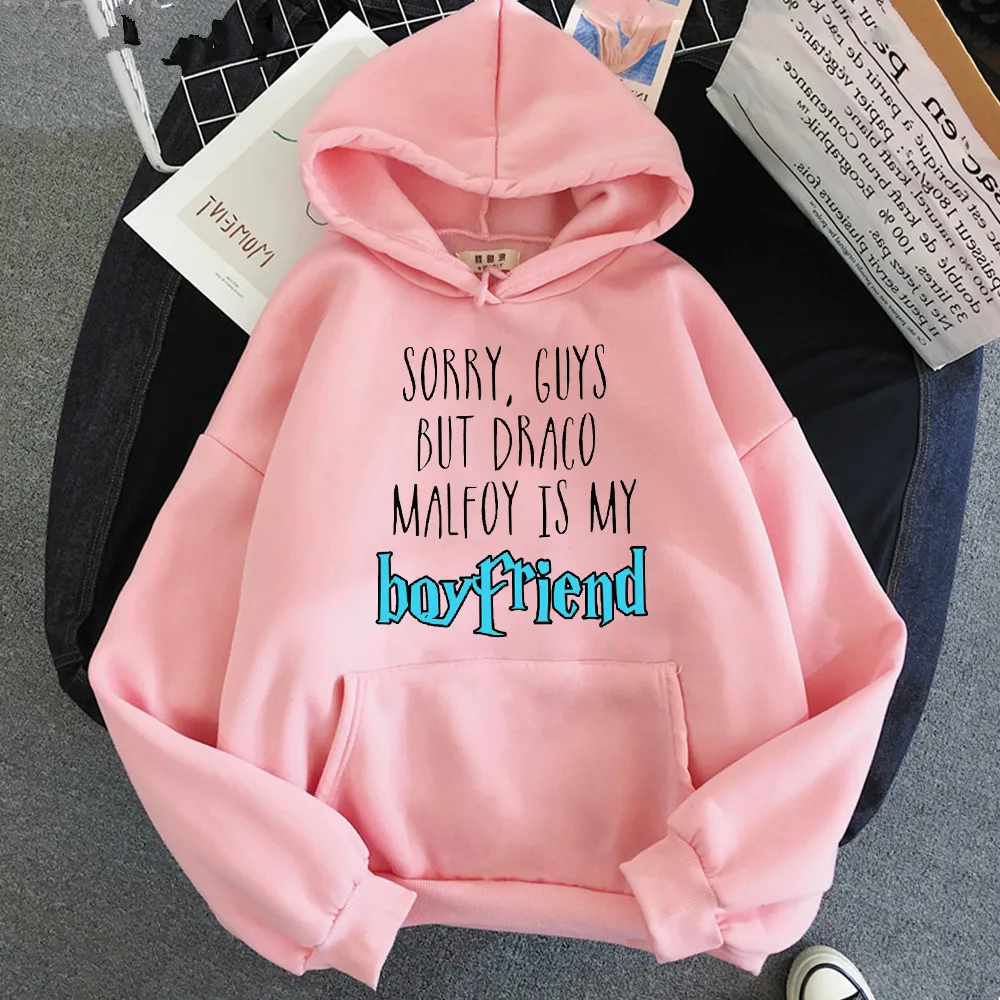 

Draco Malfoy Is My Boyfriend Letterprint Sweatshirts Women Kawaii Couple 2021 Clothes Anime Hoodies Oversized Wram Fashion Tops