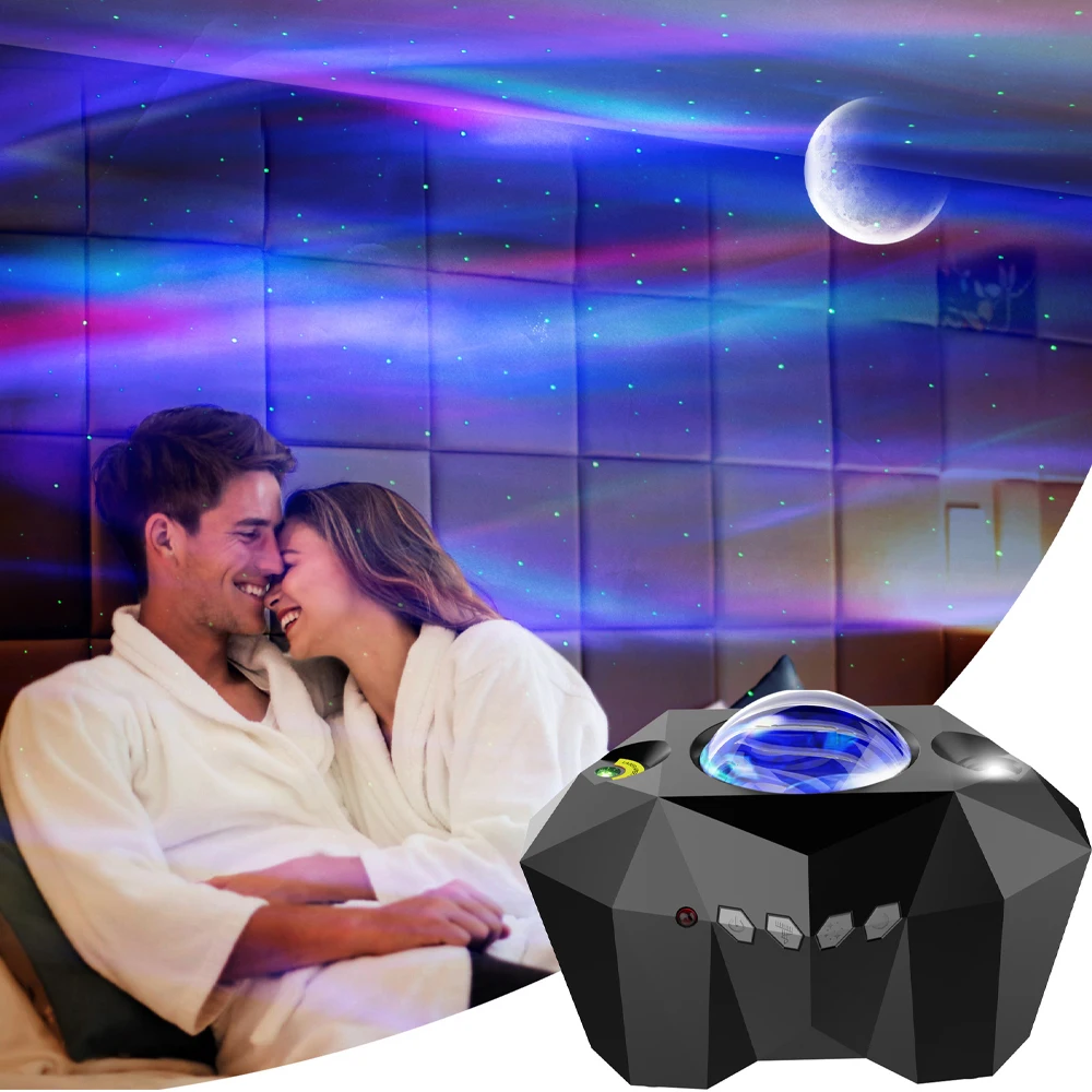 Aurora Star Lights Laser Galaxy Starry Sky Ocean Wave Projector Night Light Colorful Nebula Moon Lamp Bluetooth-compatible Music