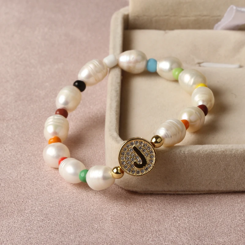 Женский браслет из натурального пресноводного жемчуга 26 букв|Плетеные браслеты|