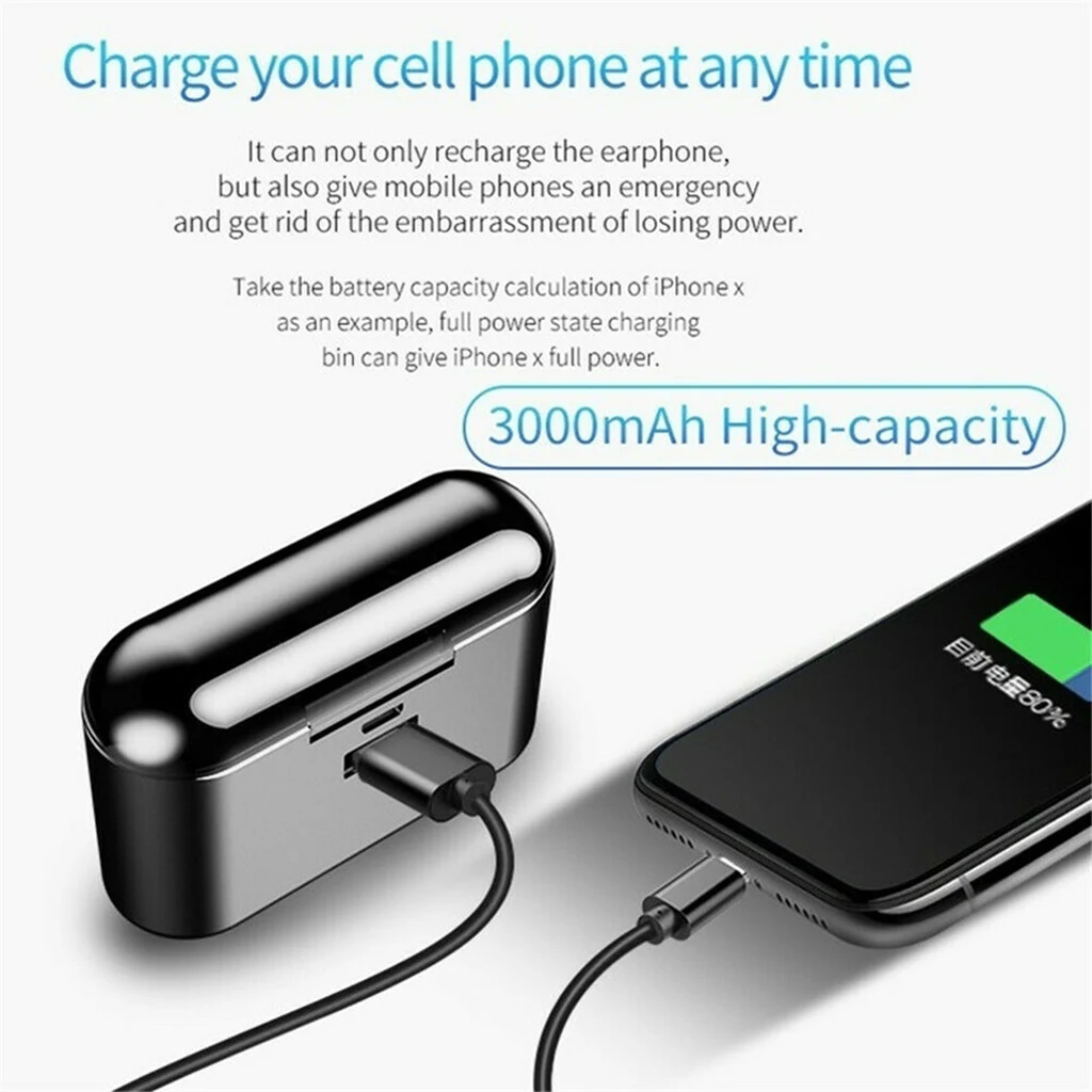 TWS Bluetooth беспроводная гарнитура Мини 5 0 Спортивная стерео наушники с зарядным