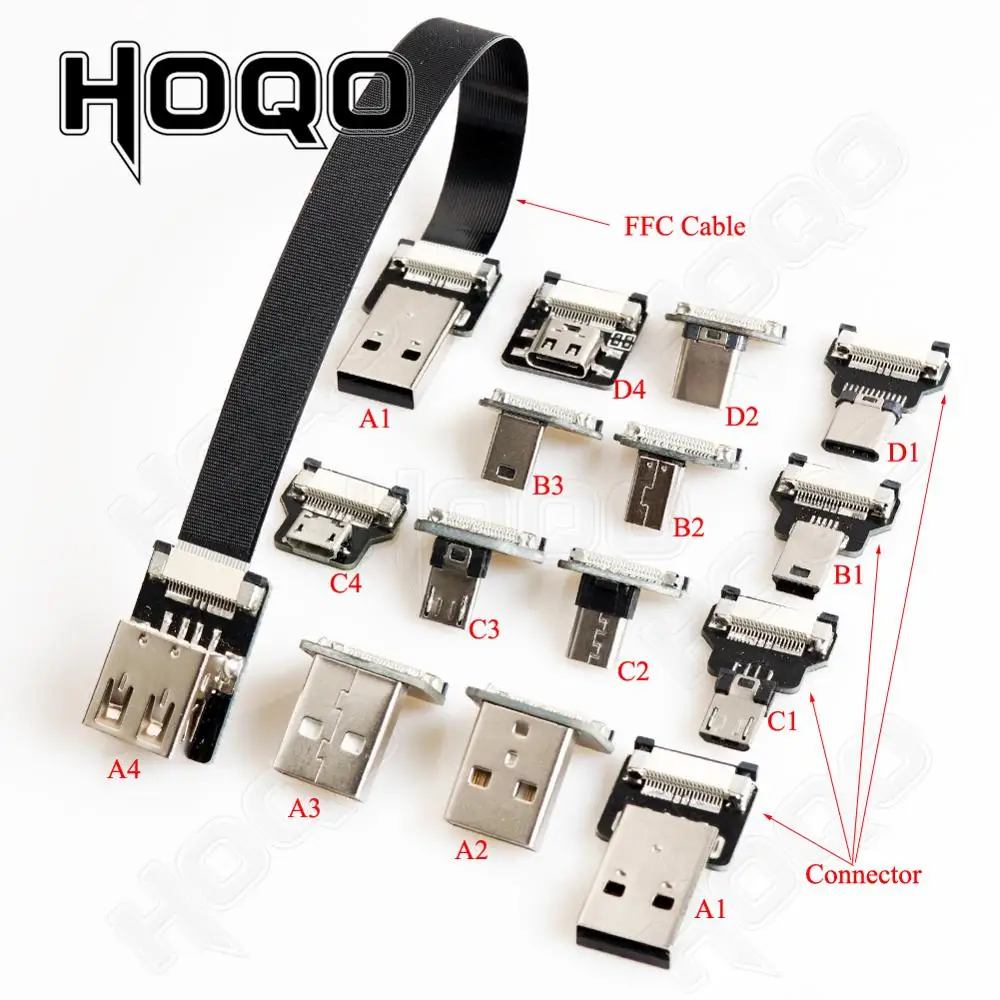 FFC Type C Мини Micro USB плоский кабель удлинитель 90 FPV тонкий мягкий гибкий FPC зарядка
