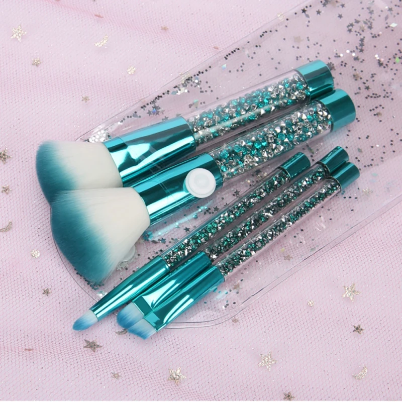 Набор инструментов для макияжа 5 шт./компл. синий золото бриллиант Кристальные