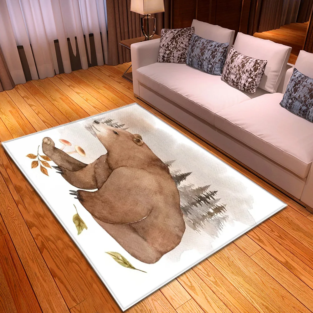 Мультяшные животные 3D Печатный ковер детский игровой коврик для спальни мягкий