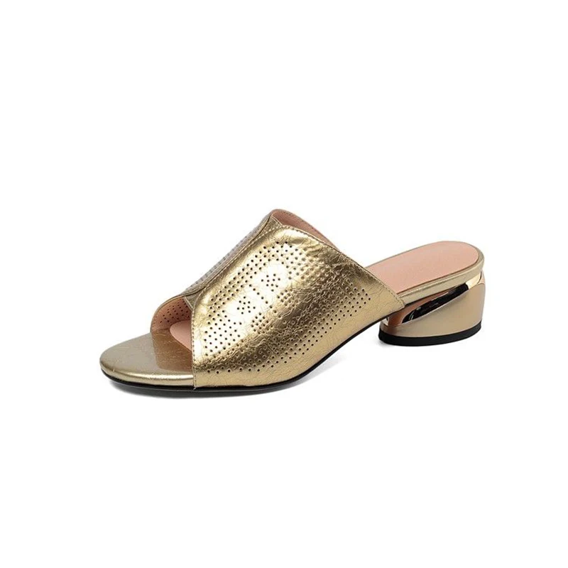 Мягкие кожаные удобные тапочки на платформе и высоком каблуке женские сандалии