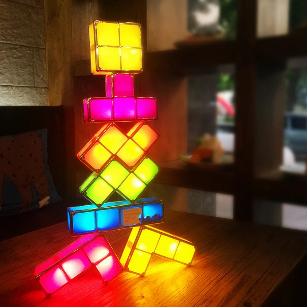 DIY светодиодный головоломка стекируемые светильник красочная игрушка ночной