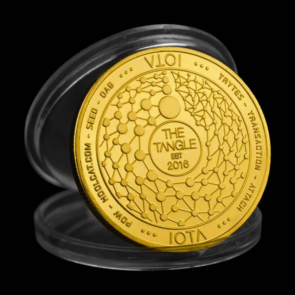 Криптовалюты IOTA 40 мм криптовалюты позолоченные монеты сувениры и бриллиантовые