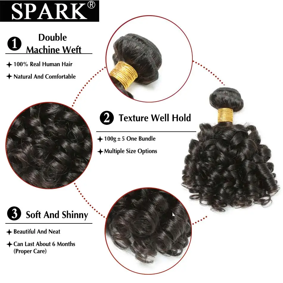 Искра перуанские человеческие волосы Надувные вьющиеся фронтальные с пучками